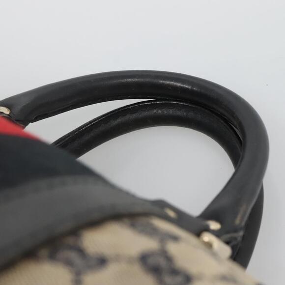 GUCCI GG Canvas Sherry Line Hand Bag Pvc Navy Gold - Picture 8 of 16